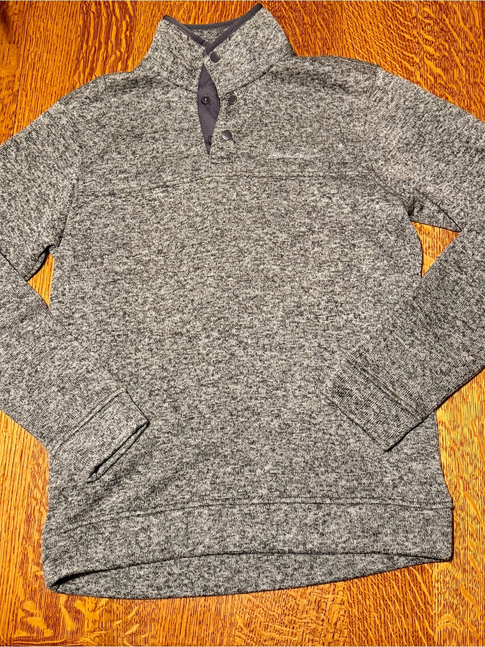 Eddie Bauer Heather Gray Zip-Up Mock Neck Sweater